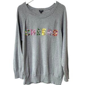 TORRID Cheers Sweater Size 18/20 2X Plus Size CottonPullover Gray Top Sequins